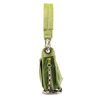 Chloe Green Nylon Logo Flap Shoulder Bag