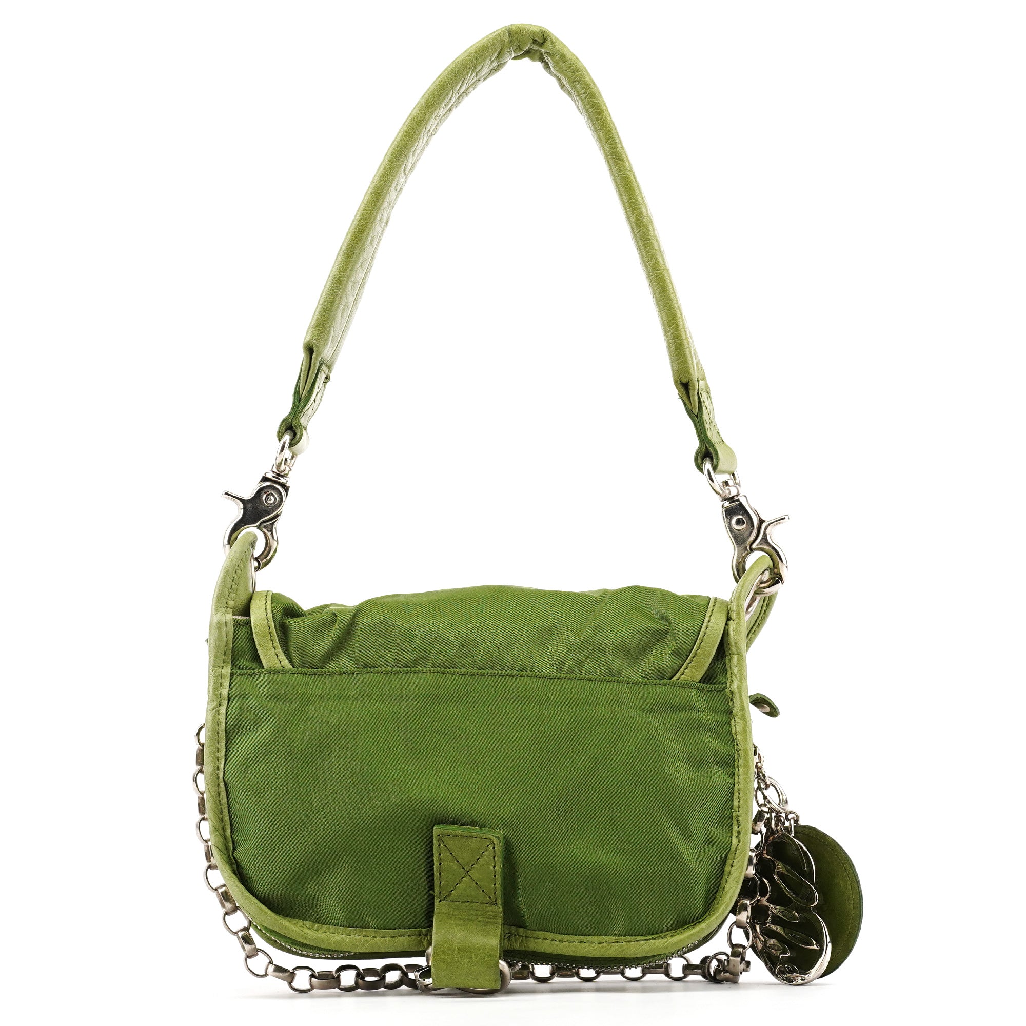 Chloe Green Nylon Logo Flap Shoulder Bag