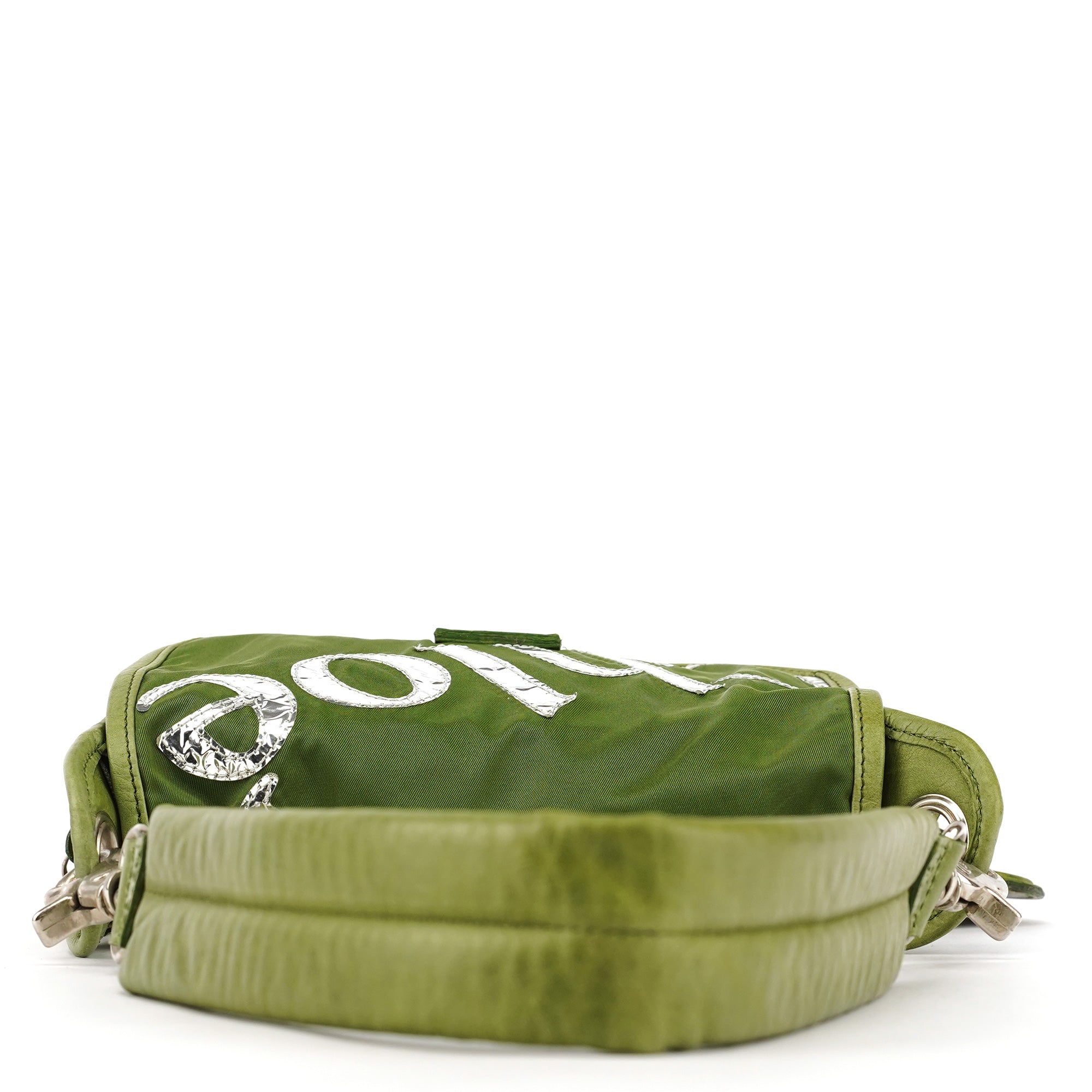 Chloe Green Nylon Logo Flap Shoulder Bag