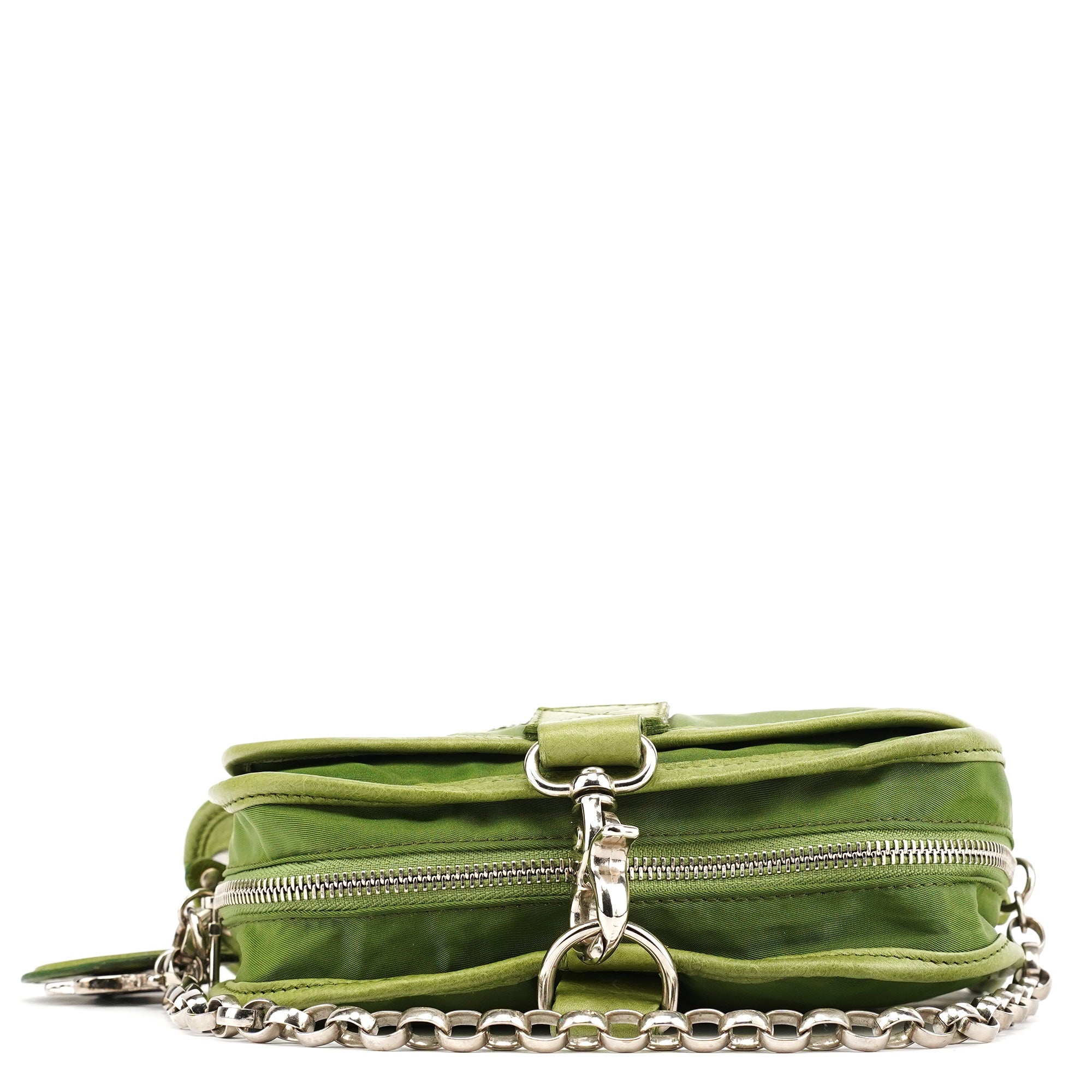Chloe Green Nylon Logo Flap Shoulder Bag