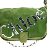 Chloe Green Nylon Logo Flap Shoulder Bag