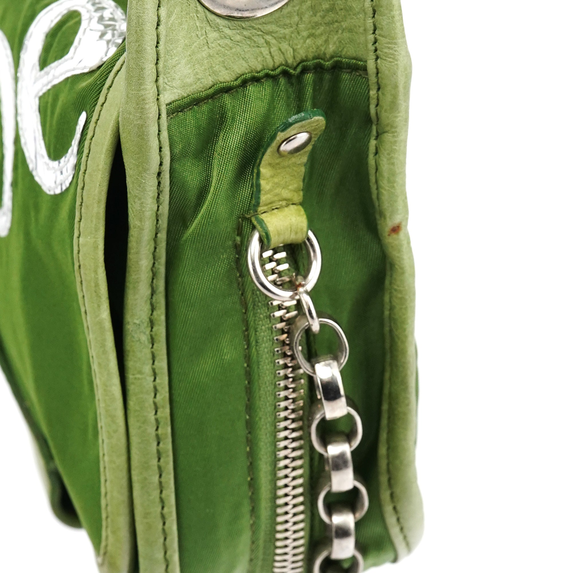 Chloe Green Nylon Logo Flap Shoulder Bag