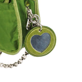 Chloe Green Nylon Logo Flap Shoulder Bag