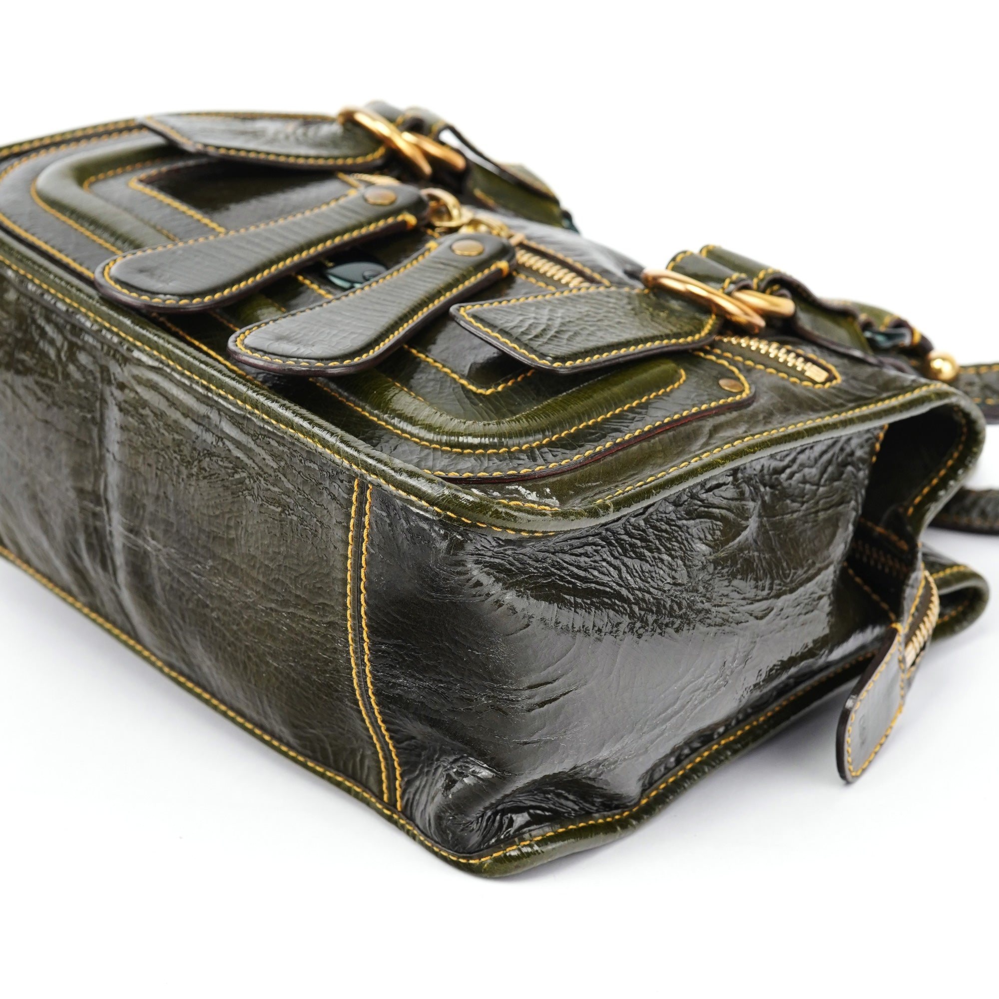 Chloé Green Patent Leather Bay 2-Way Bag