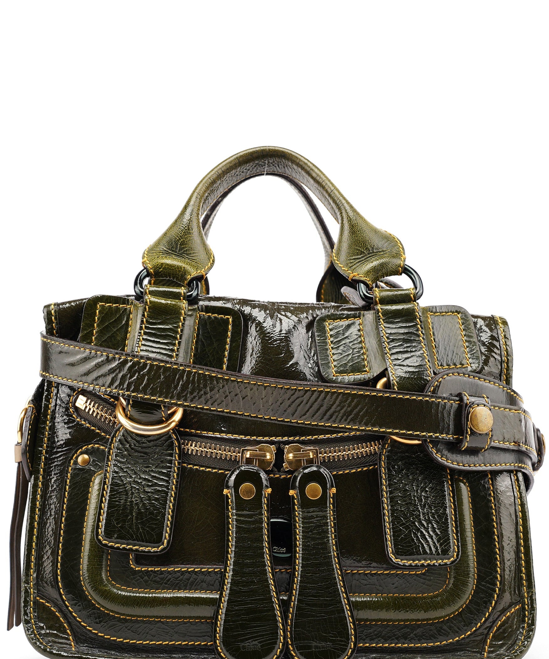 Chloé Green Patent Leather Bay 2-Way Bag