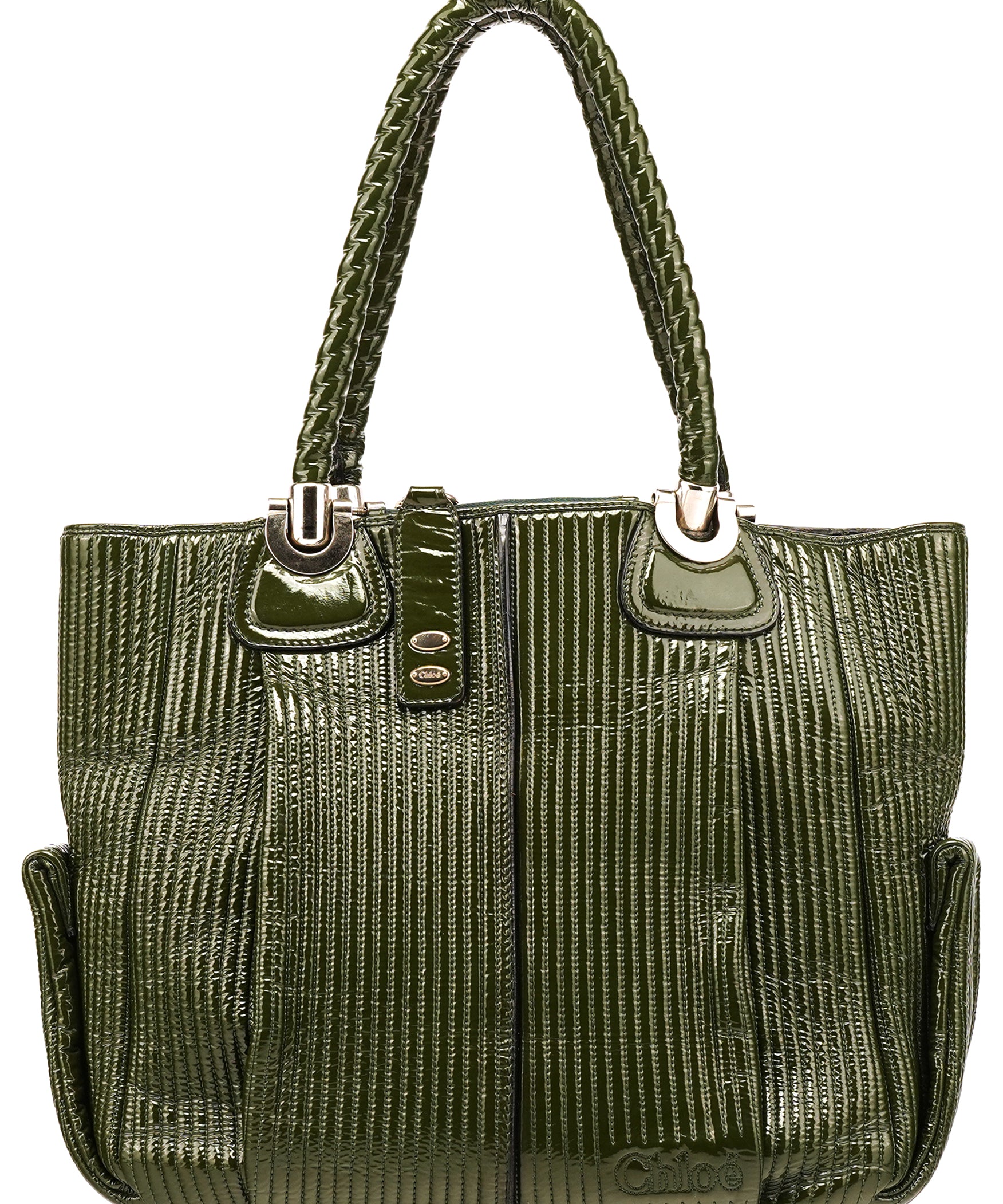 Chloé Green Patent Leather Heloise Tote Bag