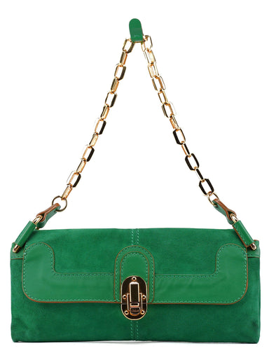 Chloé Green Suede Chain Shoulder Bag