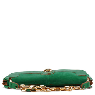 Chloé Green Suede Chain Shoulder Bag