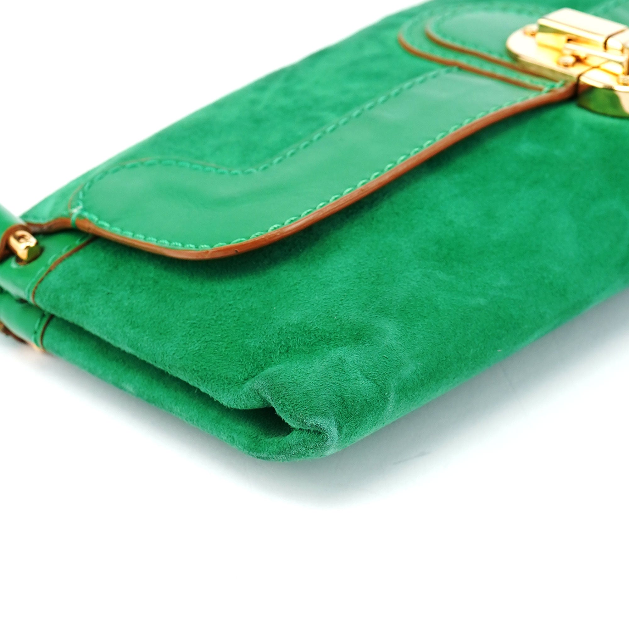 Chloé Green Suede Chain Shoulder Bag