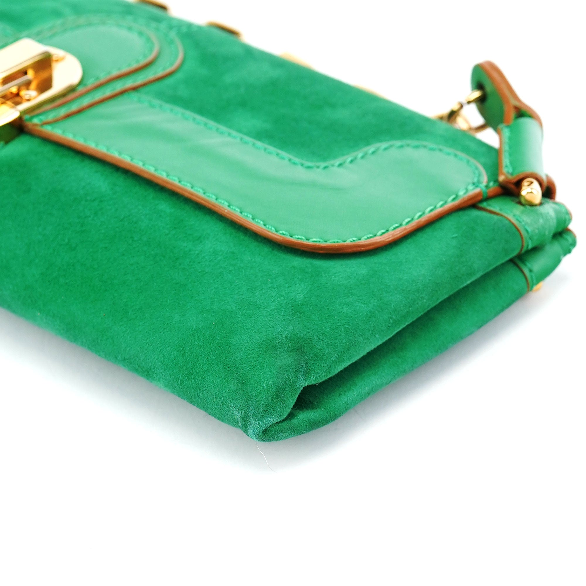 Chloé Green Suede Chain Shoulder Bag