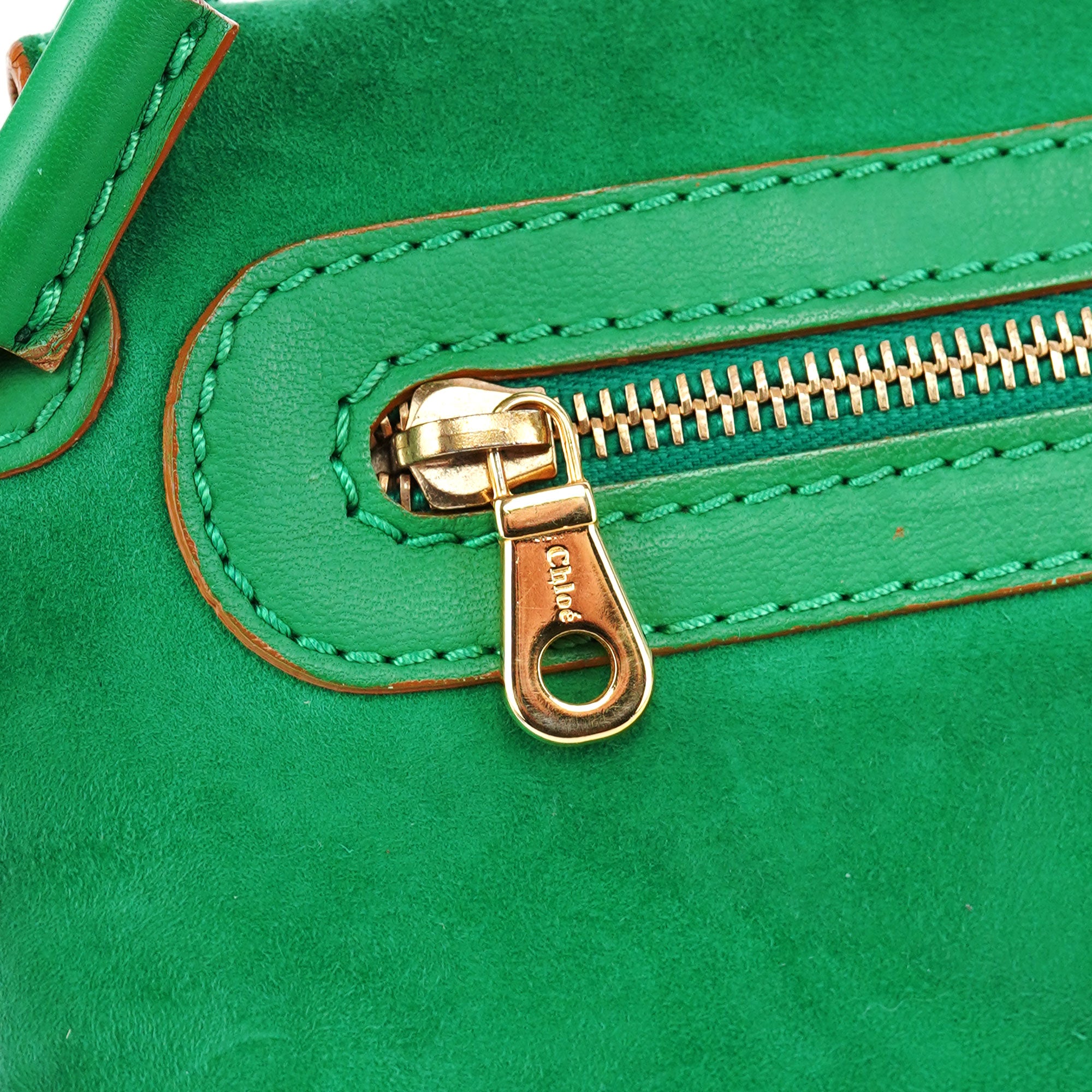 Chloé Green Suede Chain Shoulder Bag