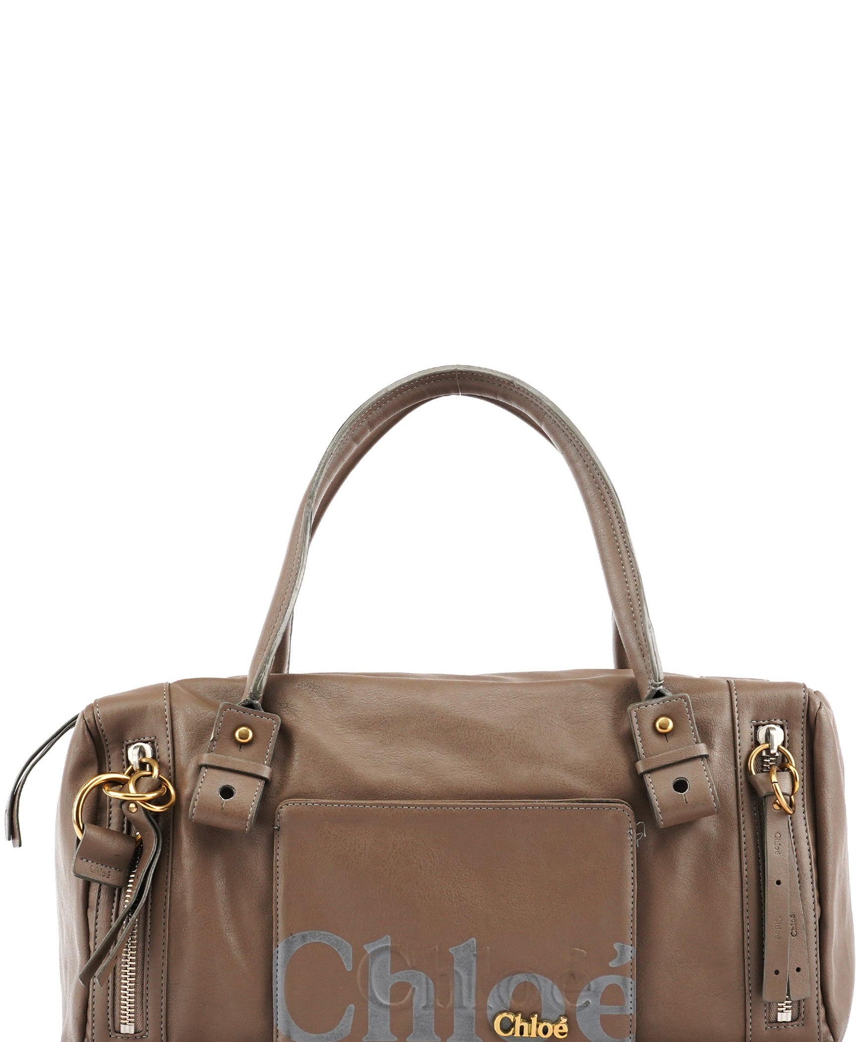 Chloe Greige Leather Eclipse Boston Bag