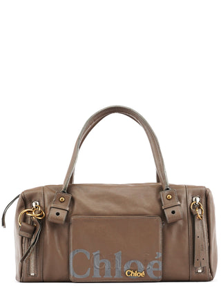Chloe Greige Leather Eclipse Boston Bag