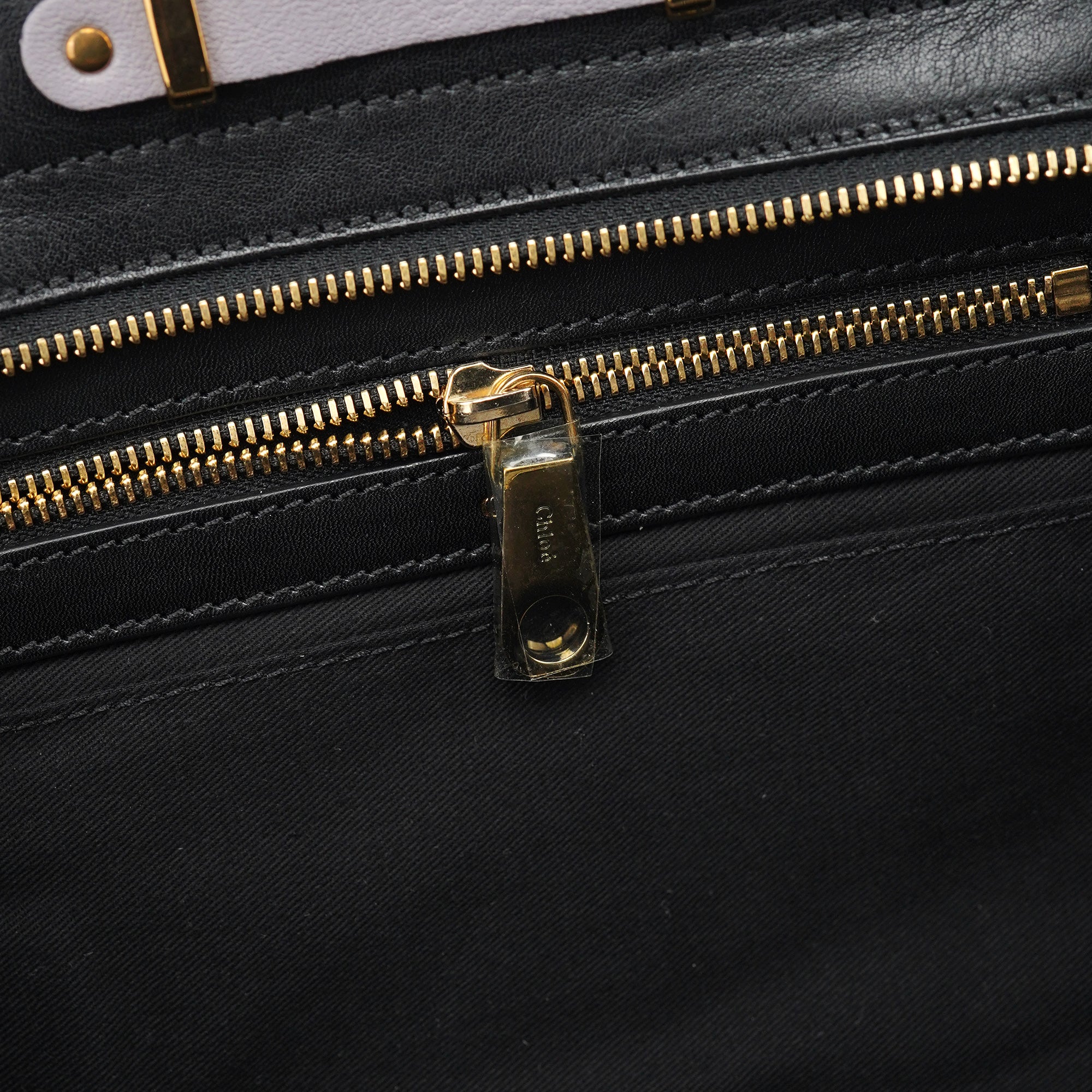 Chloe Grey Black Calfskin Leather Tote Bag