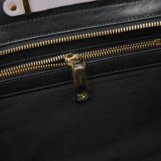 Chloe Grey Black Calfskin Leather Tote Bag