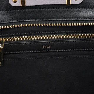 Chloe Grey Black Calfskin Leather Tote Bag