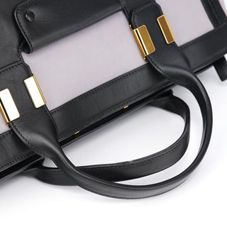 Chloe Grey Black Calfskin Leather Tote Bag