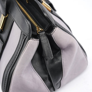 Chloe Grey Black Calfskin Leather Tote Bag