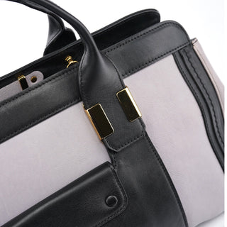 Chloe Grey Black Calfskin Leather Tote Bag
