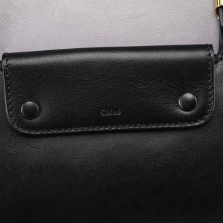 Chloe Grey Black Calfskin Leather Tote Bag