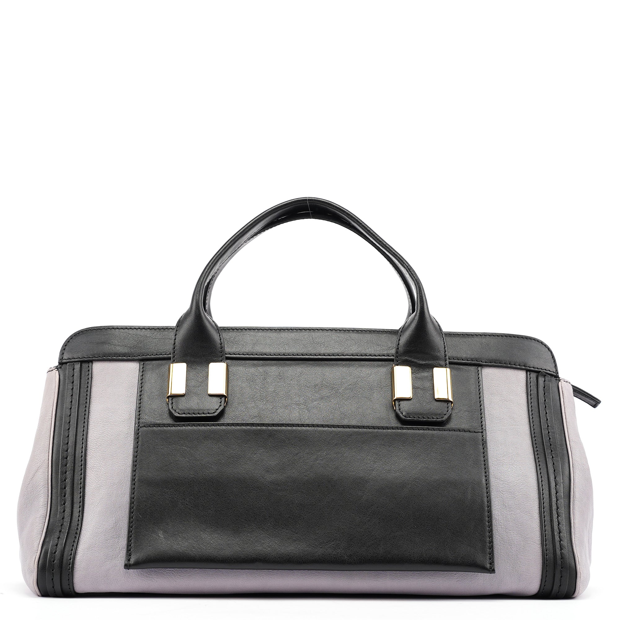 Chloe Grey Black Calfskin Leather Tote Bag