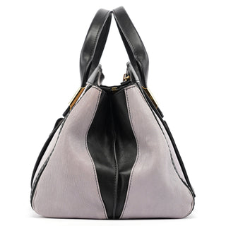 Chloe Grey Black Calfskin Leather Tote Bag