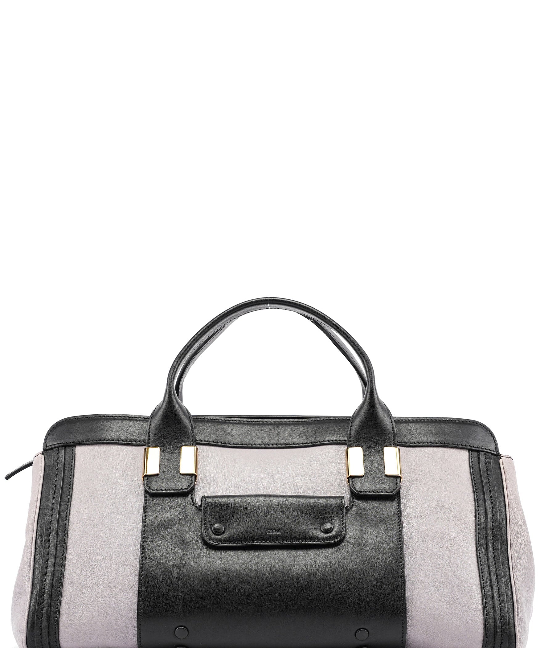 Chloe Grey Black Calfskin Leather Tote Bag