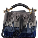 Chloé Grey Blue Suede Fringe 2-Way Bag