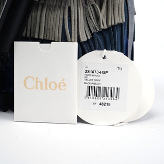 Chloé Grey Blue Suede Fringe 2-Way Bag