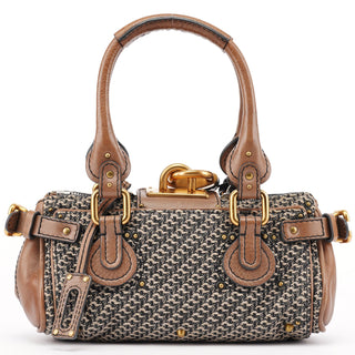 Chloé Grey Brown Tweed Paddington Shoulder Bag