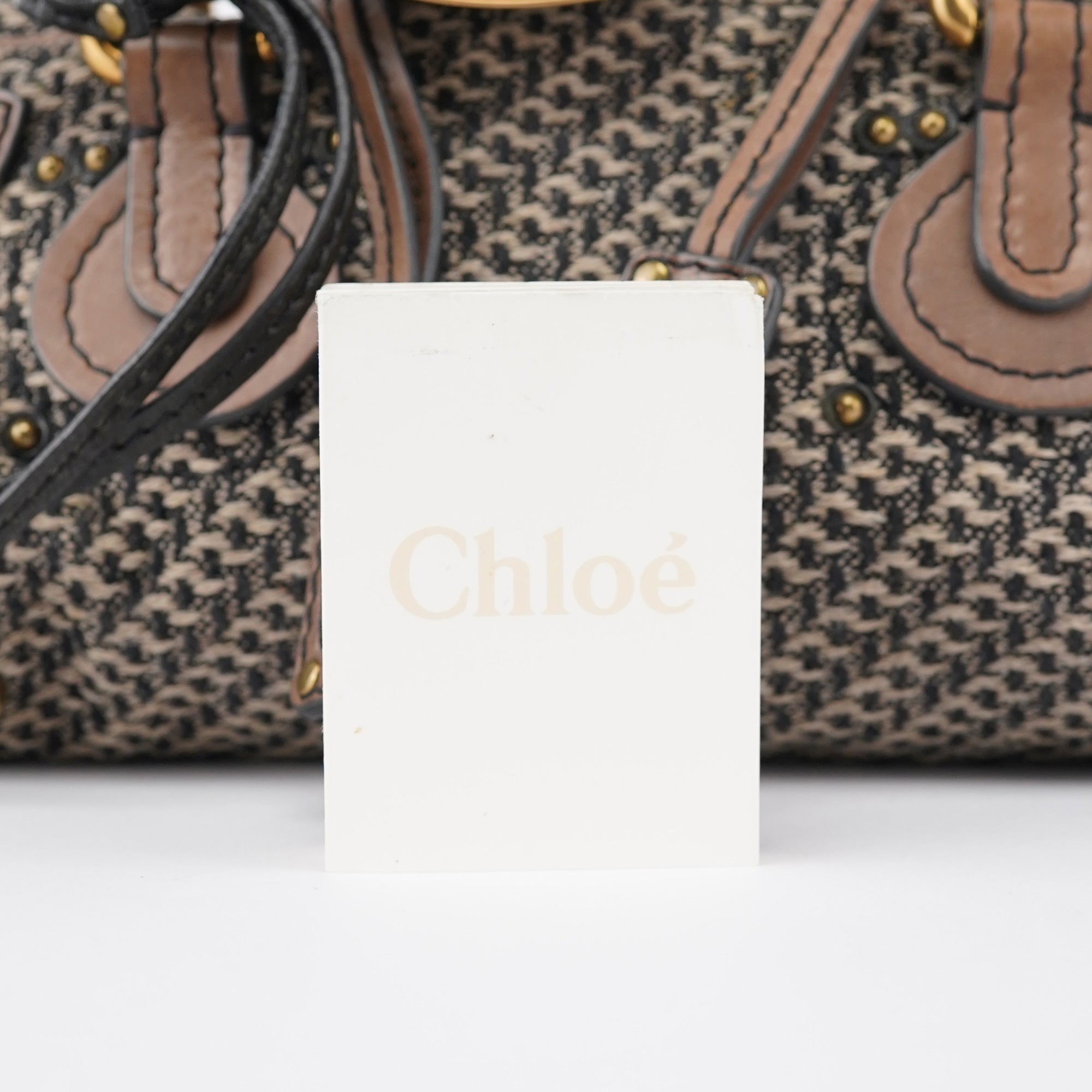Chloé Grey Brown Tweed Paddington Shoulder Bag