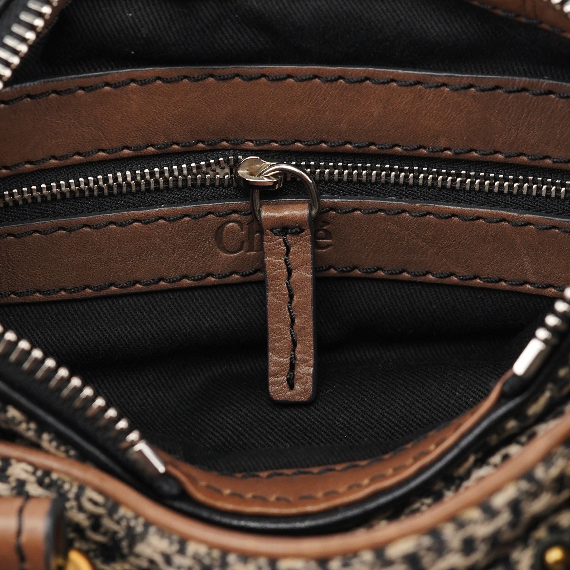 Chloé Grey Brown Tweed Paddington Shoulder Bag
