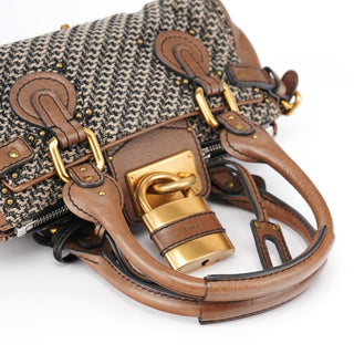 Chloé Grey Brown Tweed Paddington Shoulder Bag