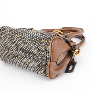 Chloé Grey Brown Tweed Paddington Shoulder Bag