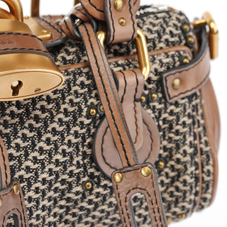Chloé Grey Brown Tweed Paddington Shoulder Bag