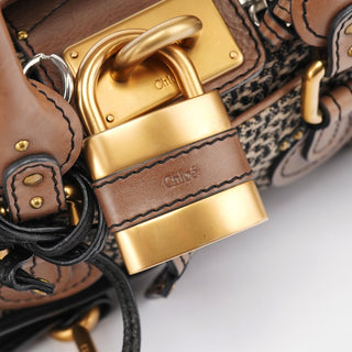 Chloé Grey Brown Tweed Paddington Shoulder Bag