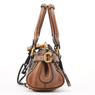 Chloé Grey Brown Tweed Paddington Shoulder Bag