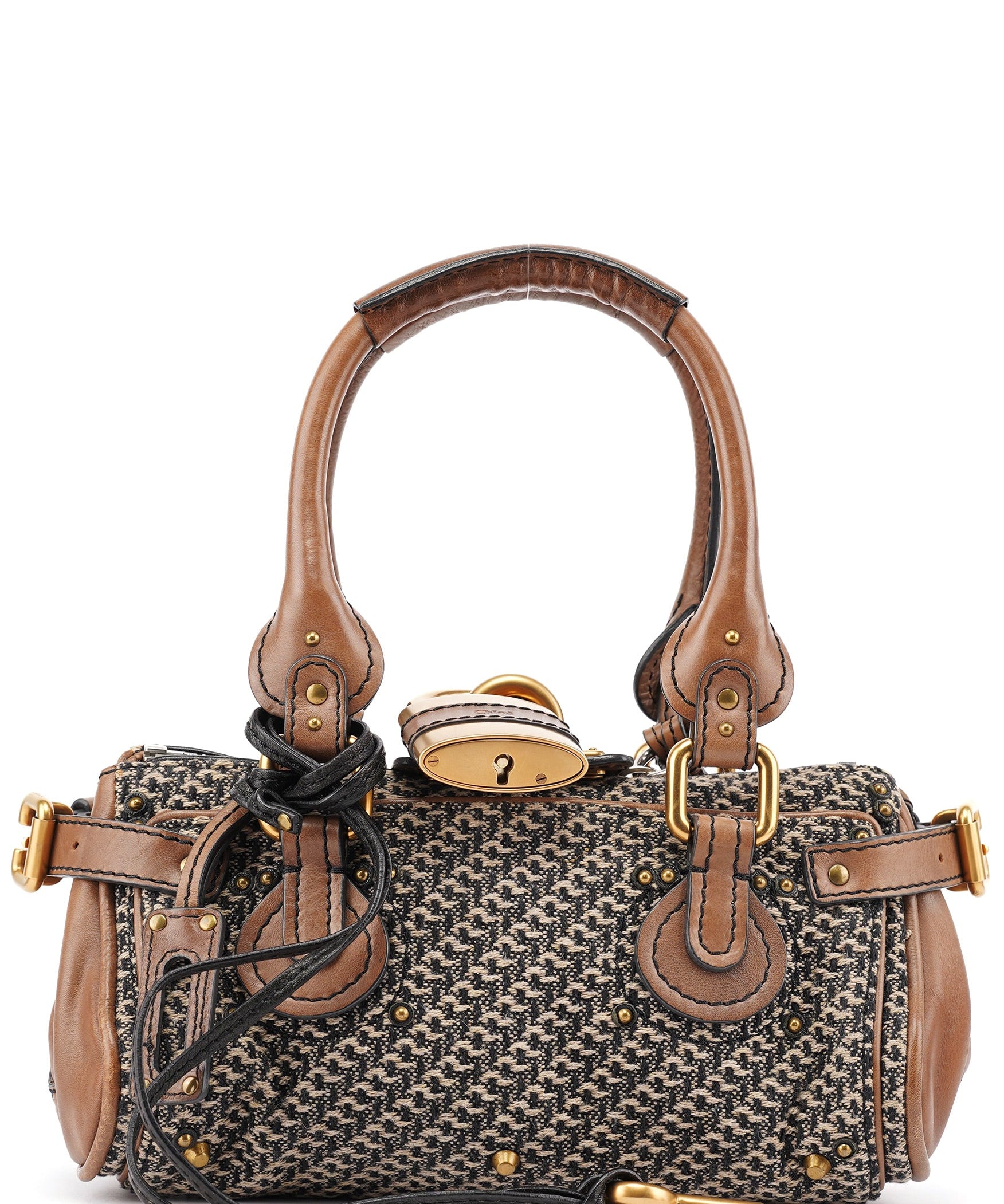 Chloé Grey Brown Tweed Paddington Shoulder Bag