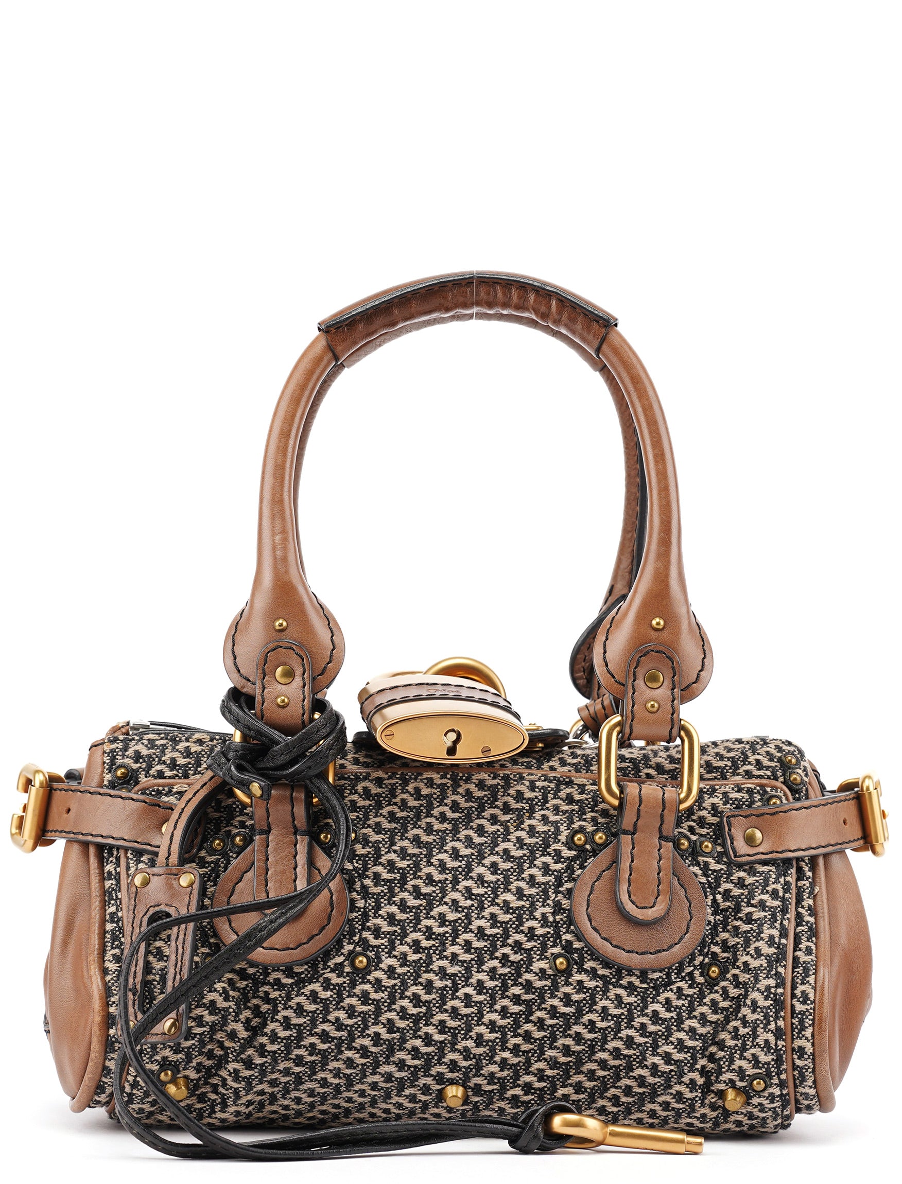 Chloé Grey Brown Tweed Paddington Shoulder Bag