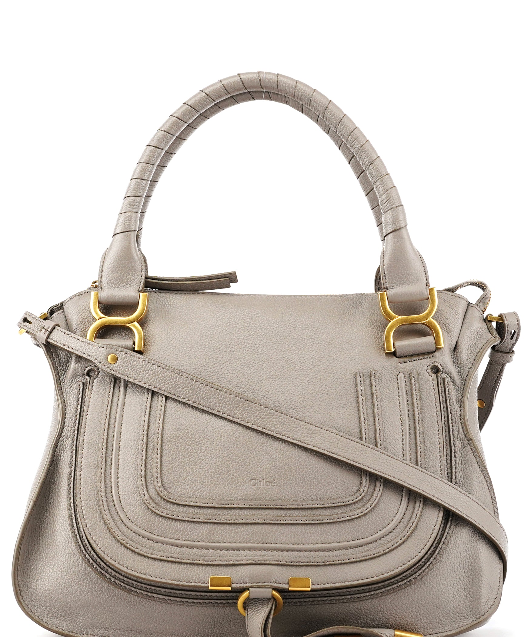 Chloé Grey Grained Leather Marcie 2-Way Bag