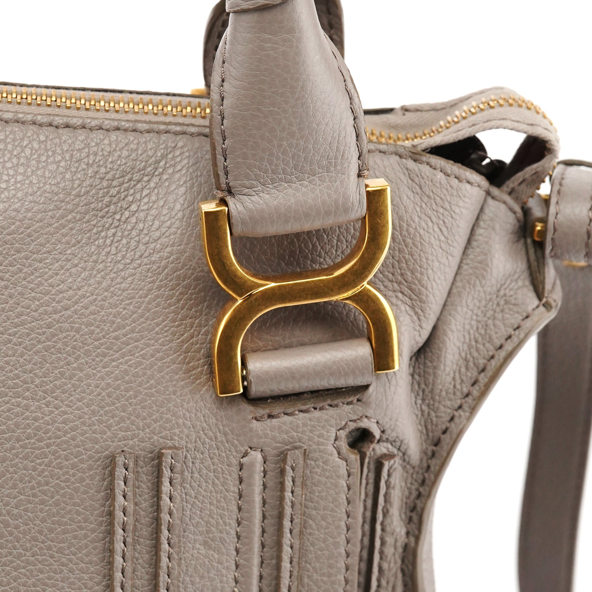 Chloé Grey Grained Leather Marcie 2-Way Bag