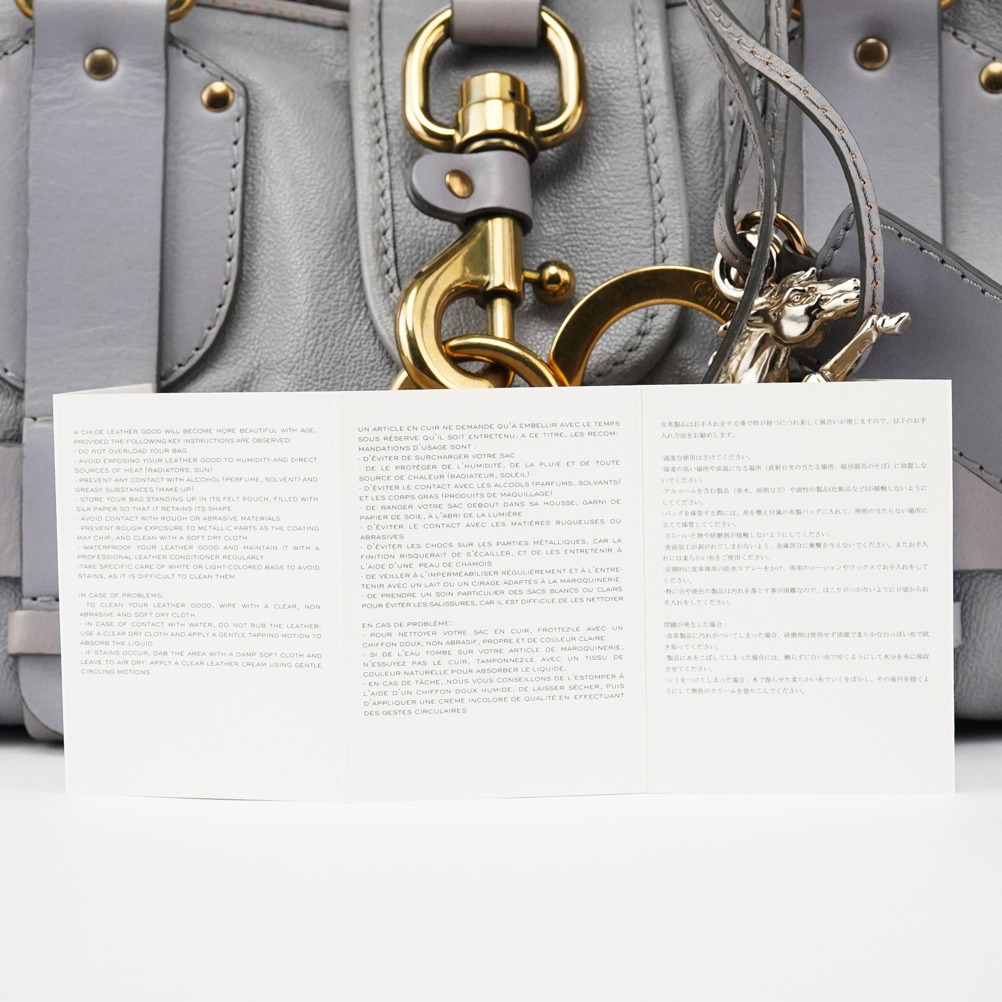 Chloe Grey Leather Kerala Tote Bag