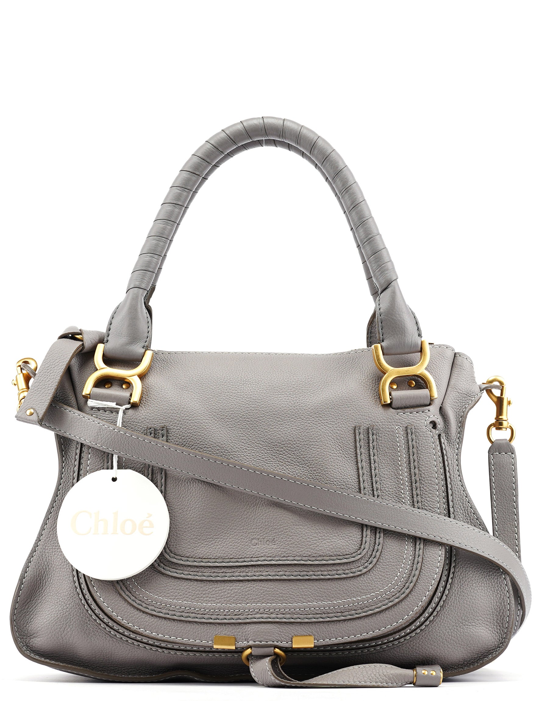 Chloé Sac deux portés Marcie en cuir gris