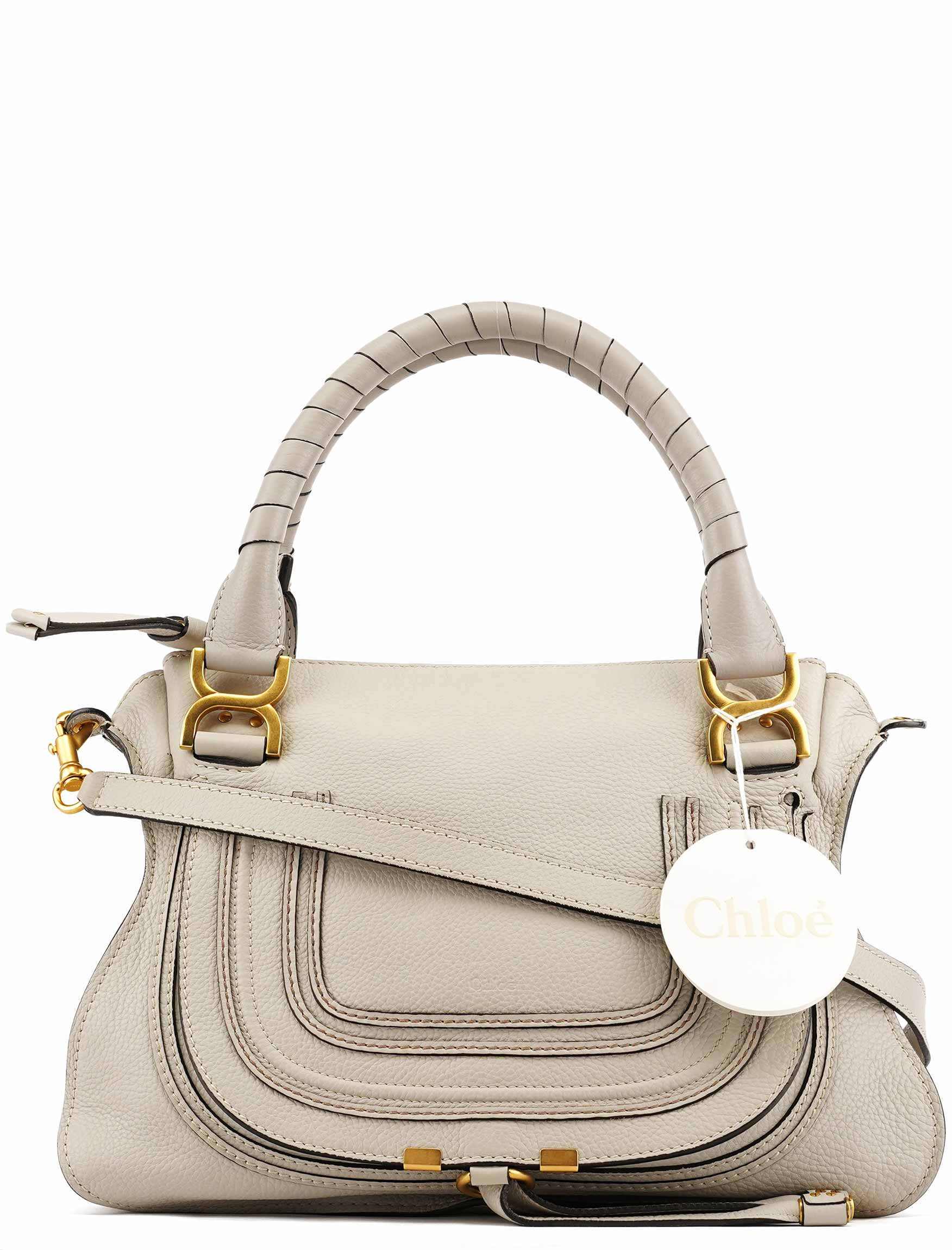 Chloé Marcie 2-Way Tasche aus grauem Leder