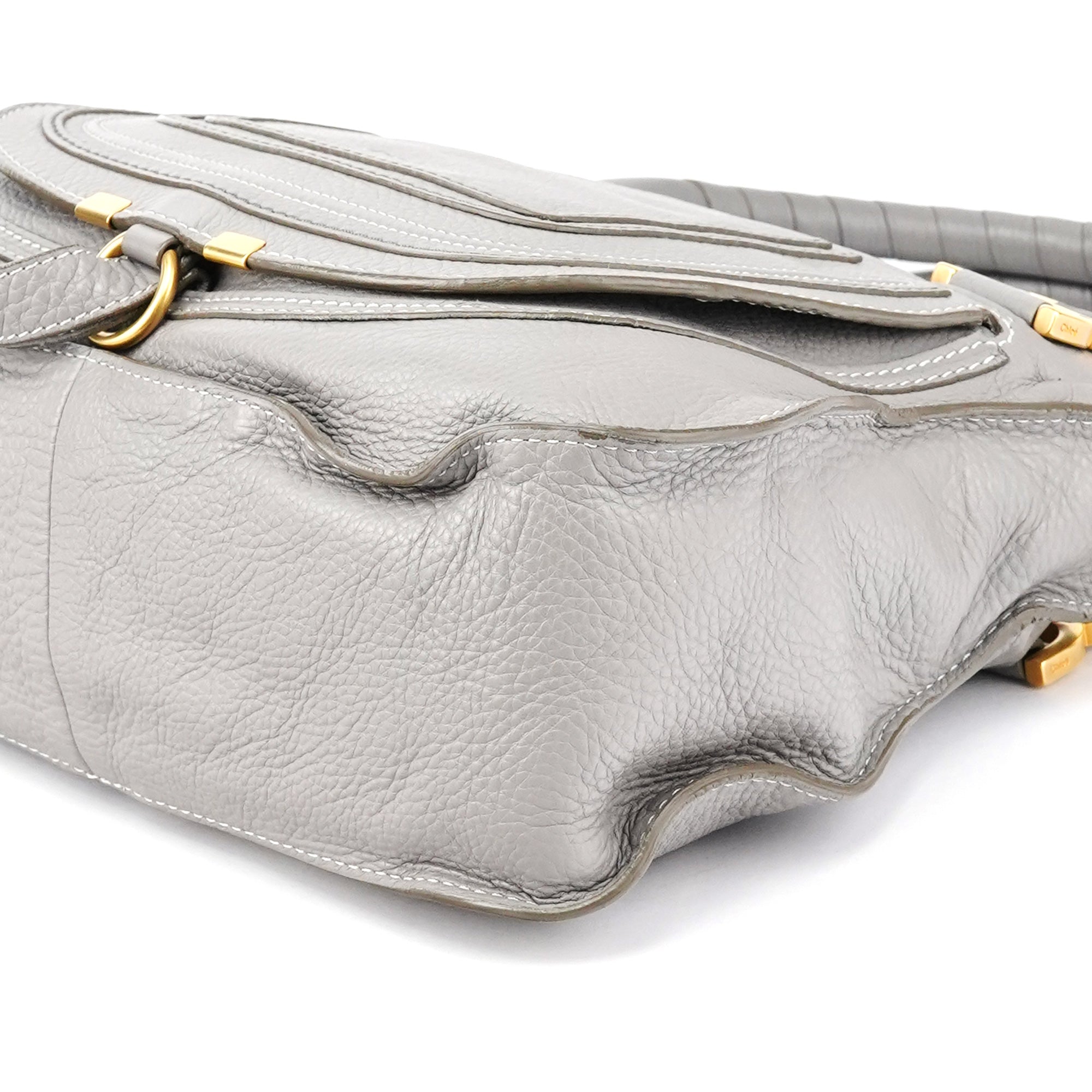 Chloé Sac deux portés Marcie en cuir gris