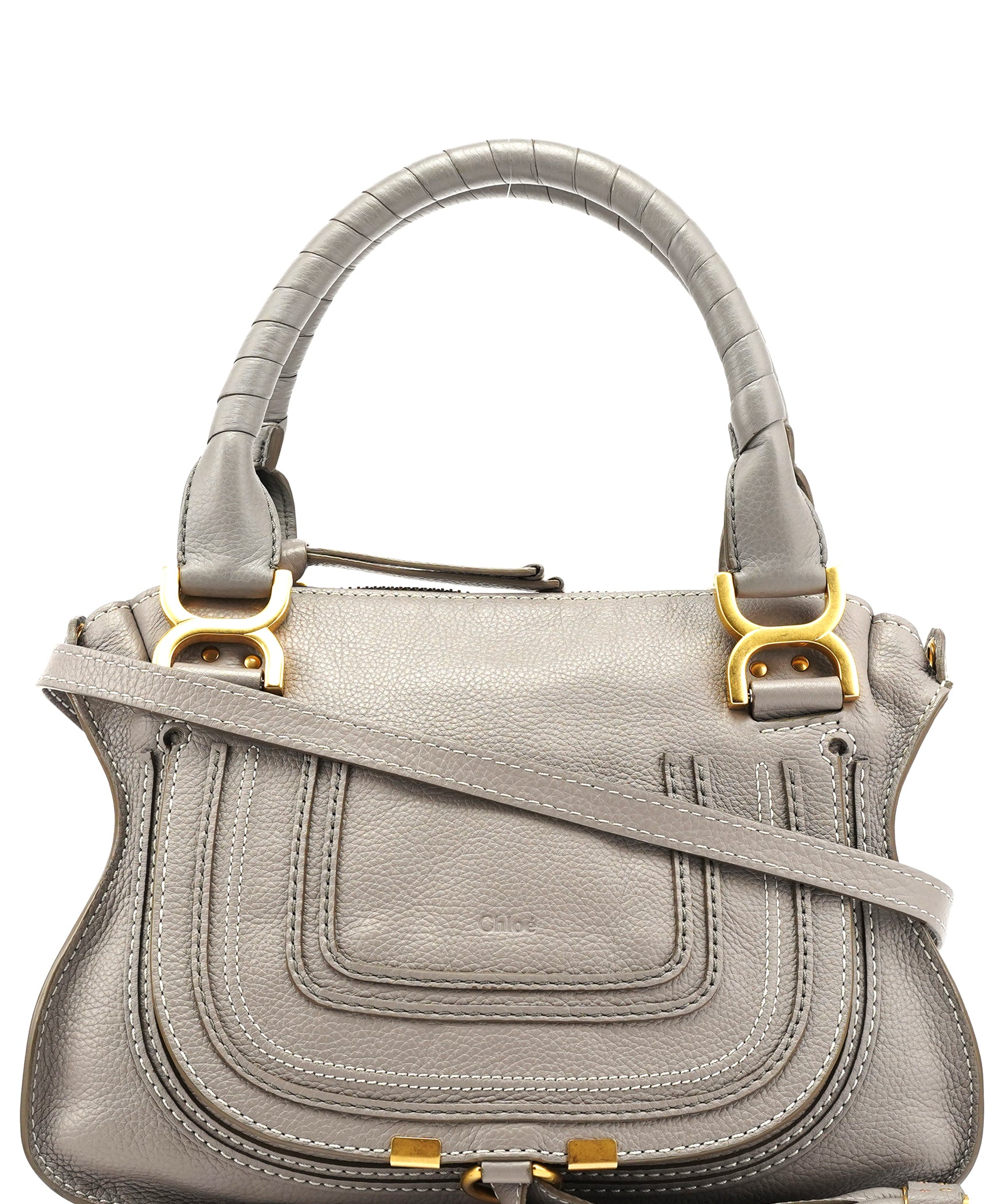 Chloe Grey Leather Marcie 2-Way Shoulder Bag