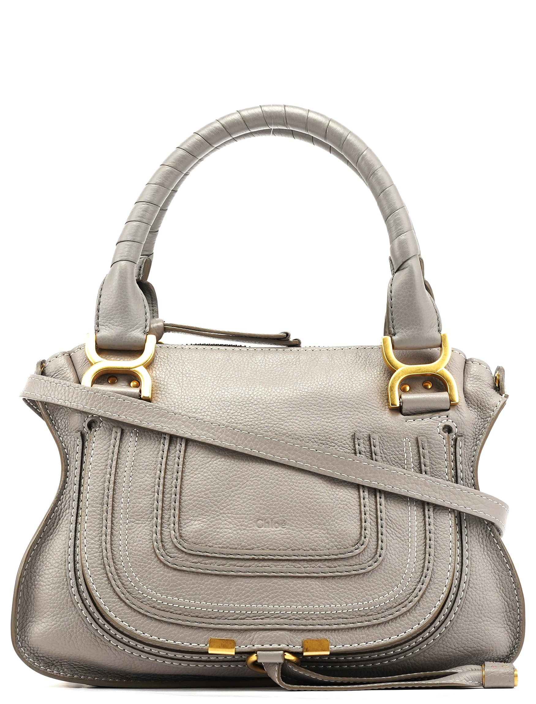 Chloe Grey Leather Marcie 2-Way Shoulder Bag