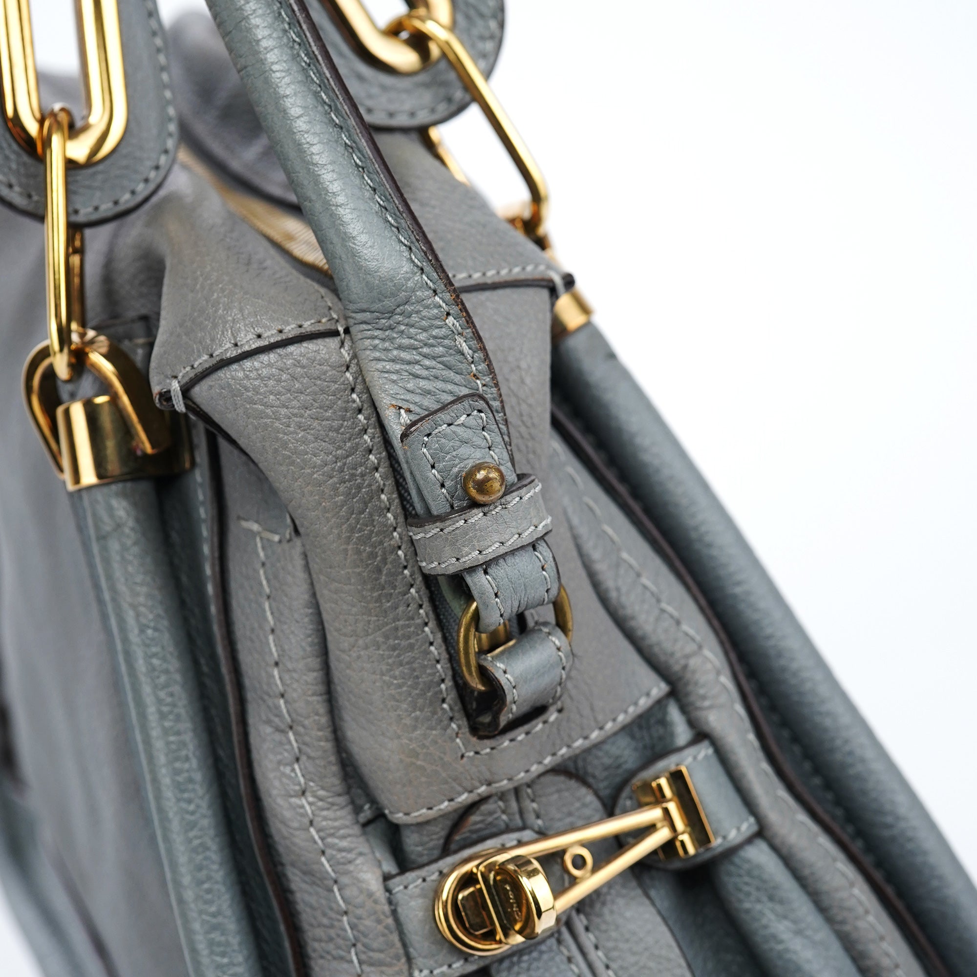 Chloé Paraty 2-Way Tasche aus grauem Leder