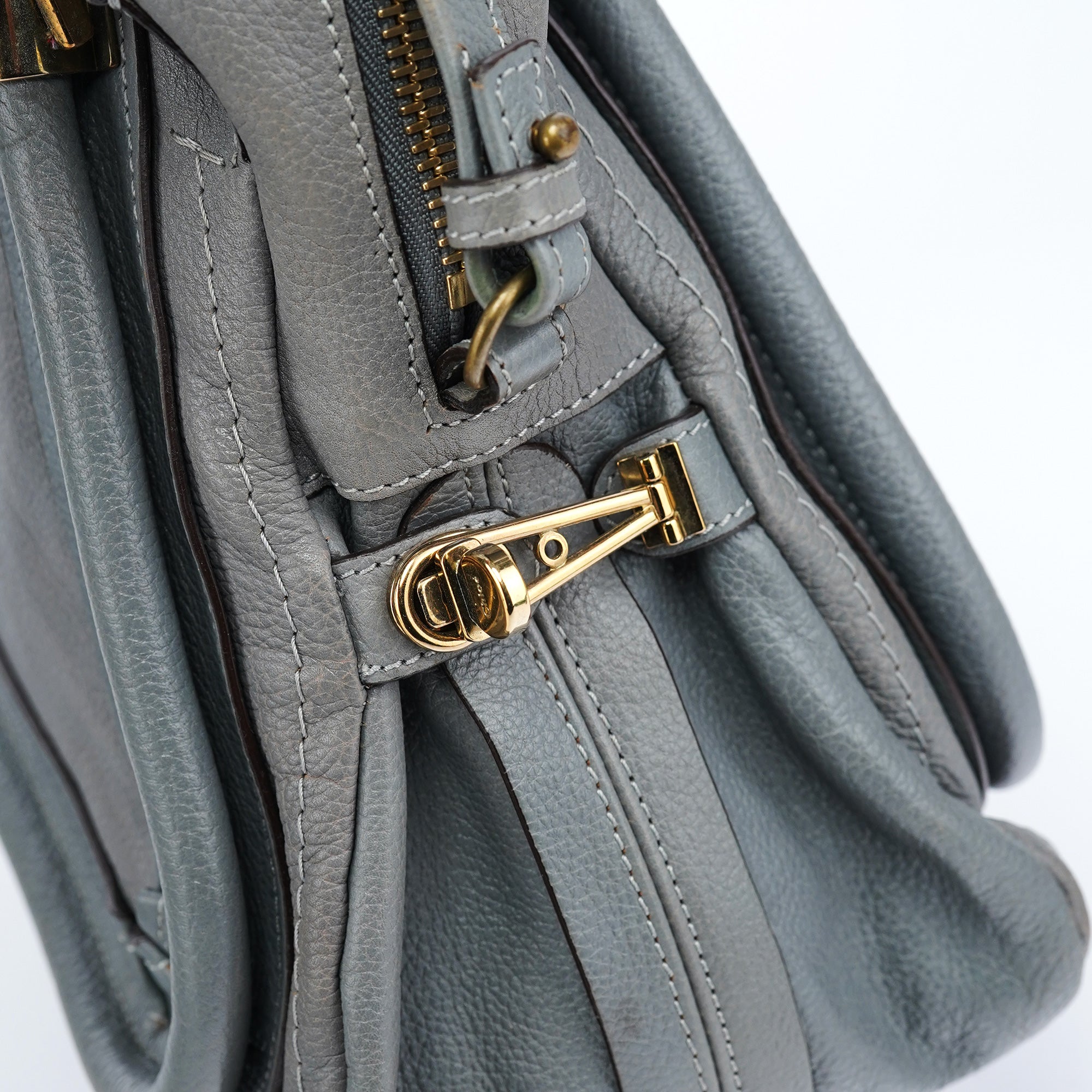 Chloé Paraty 2-Way Tasche aus grauem Leder