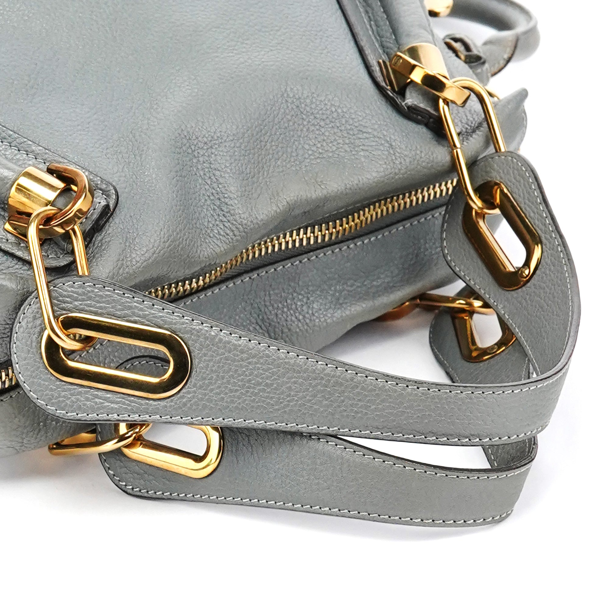 Chloé Paraty 2-Way Tasche aus grauem Leder